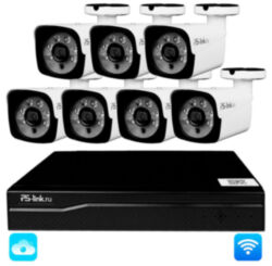 Комплект видеонаблюдения WIFI 3Мп  KIT-W307TB беспроводной, 7 камер для улицы, удаленный доступ