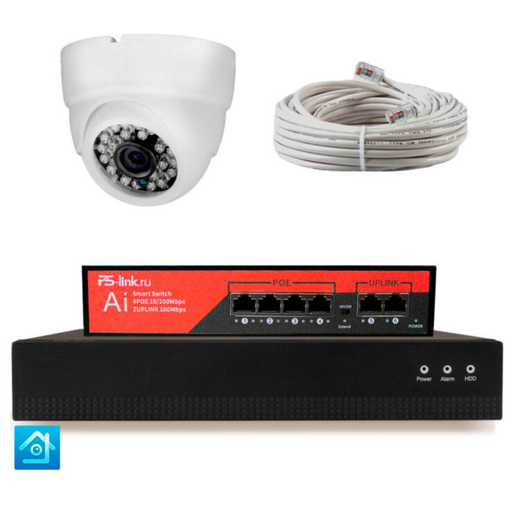 Комплект видеонаблюдения IP 8Мп KIT-A801IP-PL 1 камера для помещения, программный датчик движения, удаленный доступ, ночное видение