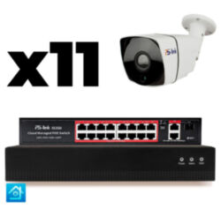 Комплект видеонаблюдения IP 8Мп  KIT-C811IP-PL 11 камер для улицы, программный датчик движения, удаленный доступ, ночное видение, умный коммутатор