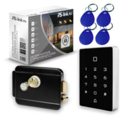 Система СКУД  KIT-T12EM-B на 1 дверь, сенсорная панель с RFID EM-Marine, замок черный, НЗ тип