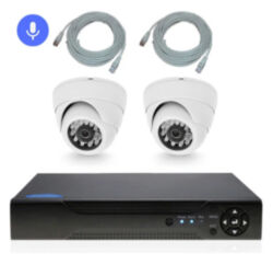 Готовый комплект IP видеонаблюдения для дачи, дома, офиса с 2 камерами и 2 микрофонами  IPK02AHM-POE