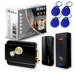 Система СКУД  KIT-M010EM-WP-P-B на 1 дверь, черный электромеханический замок, 2 всепогодных считывателя RFID 125 кГц EM-Marine