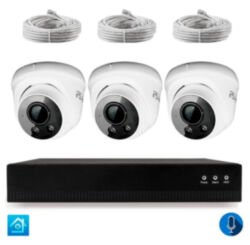 Комплект видеонаблюдения IP 5Мп  KIT-A503IPM-POE 3 камеры 5Мп с микрофоном для помещения, питание PoE, ночная съёмка