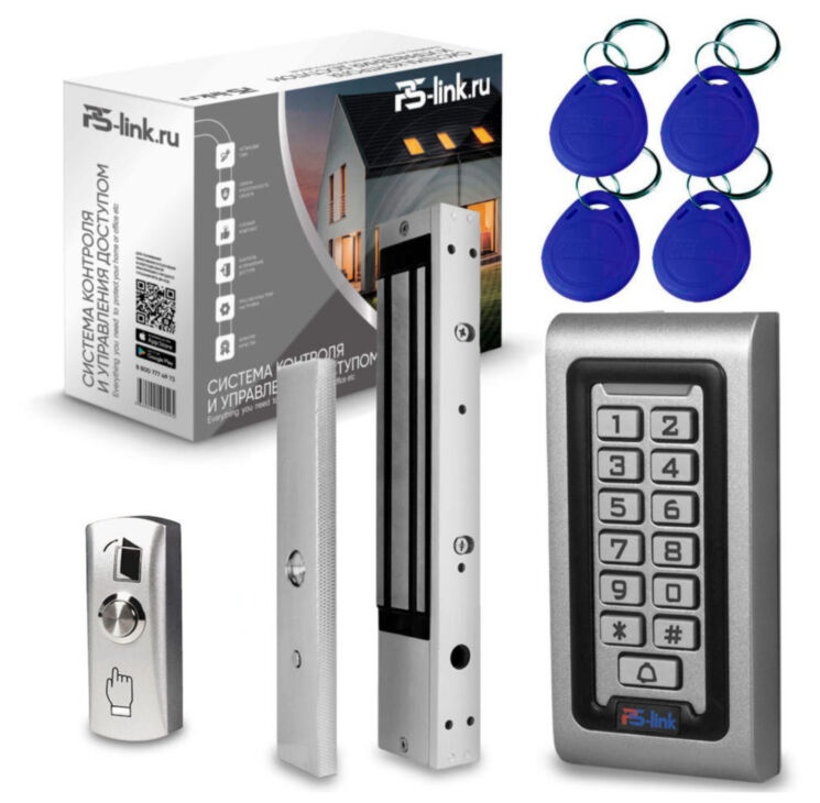 Система СКУД Ps-Link KIT-S601EM-WP-W-350LED / магнитный замок на 350 кг / кодовая панель / RFID / WIFI