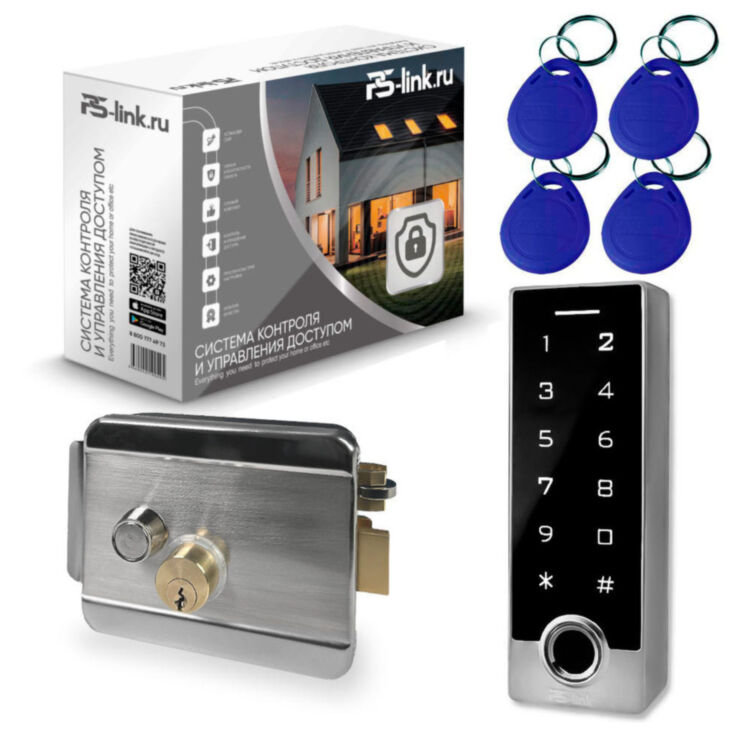 Система СКУД Ps-Link KIT-TF2EM-WP-W-SSM / отпечаток пальца / эл. механический замок / кодовая панель / RFID / WIFI
