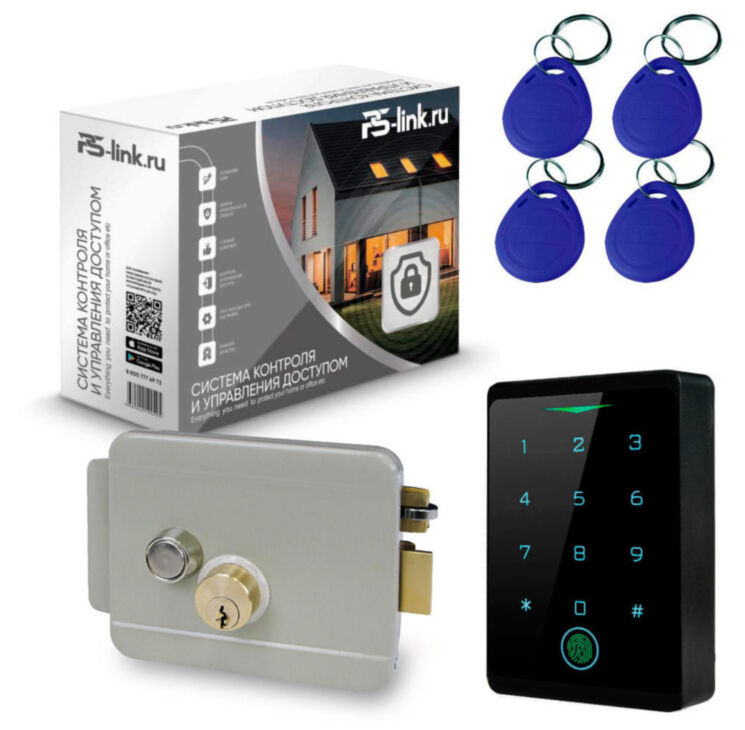 Система СКУД Ps-Link KIT-CH1-FP-G/ сканер отпечатков / эл. механический замок / RFID, WIFI