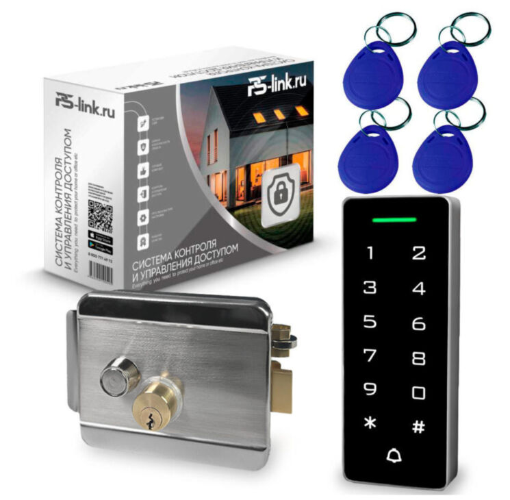 Система СКУД PS-Link KIT-T1202EM-WP-W-SSM / эл. механический замок / кодовая панель / RFID / WIFI