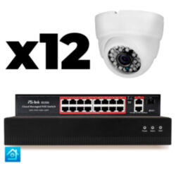 Комплект видеонаблюдения IP 2Мп  KIT-A212IP-PL 12 камер, программный датчик движения, удаленный доступ, ночное видение, умный коммутатор