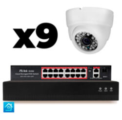 Комплект видеонаблюдения IP 8Мп  KIT-A809IP-PL 9 камер для помещения, программный датчик движения, удаленный доступ, ночное видение